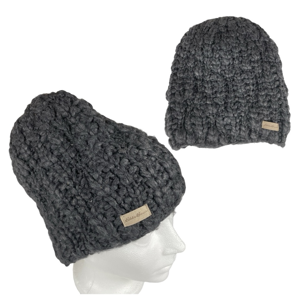 Eddie Bauer Womens Dark Gray Knit Beanie Hat One Size